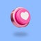 3d minimal love button. Valentine\\\'s compositions.