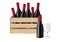 3D Mock up Realistic Wine Bottle, glass and Wooden Crates or box for celebration on Christmas event background illustration