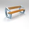 3d model bench Parkbank Beton weiss 099 eiche 7