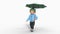 3d model, the child goes under the umbrella, Animation,Transparent background