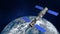 3D model of the Chinese space station Tiangong orbiting the planet Earth