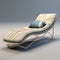 3d Model Of Free-flowing Chaise Lounge With Blue Cushions