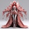 3d Model Of Futuristic Realism Fairy In Red Dress
