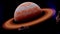 3D model of the planet Saturn in space