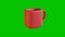 3d model of a rotating red mug on a green screen