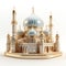 3D model of a small palace with Middle eastern architecture isolated on a white background.