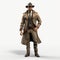 3d Model Of A Stylish Guy In Trench Coat And Hat