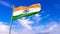 3d model of a waving India flag. Blue sky background