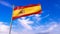 3d model of a waving Spain flag. Blue sky background