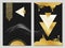 3d modern art frame canvas mural wallpaper. golden, marbled triangles and decorative golden lines in black background.	for wall de