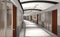 3D modern hotel hallway