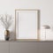 3d modern mockup with frame on a grey sideboard and a white lamp