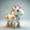 3D modern unicorn robot, 3D design style