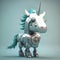 3D modern unicorn robot, 3D design style