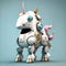 3D modern unicorn robot, 3D design style