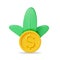 3D Money Coin Tree Isolated