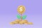 3d money tree plant with coin dollar. Business profit investment, finance education, earning income, business development concept