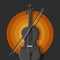 3d monochrome black Violin on circle layered backdrop, graphic element