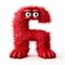 3d Monster Letter F: Gritty Reportage Style With Fur And Big Eyes