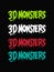 3D Monsters horror font text design.Vector design.Isolated on black background