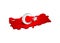 3D moon and star figure on turkey 3D map render, waving flag turkey, turkish flag, eps 10 vector illustration