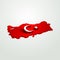 3D moon and star figure on turkey 3D map render, waving flag turkey, turkish flag, eps 10 vector illustration