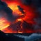 3d Mountains Engulfed in Lava and Fire