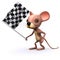 3d Mouse waves the checkered flag
