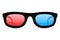 3d movie glasses. Colored spectacles for movie theater