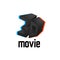 3D movie logo icon, cinema design template with