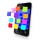 3d Multi coloured apps on smartphone