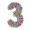 3d Multicolor Bricks creative cute decorative number 3