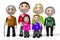 3D multigenerational family - parents, children, grandparents