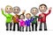 3D multigenerational family waving hands - parents, children, grandparents