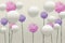 3d mural wallpaper waves background white paper flowers, colorful dandelions and 3d ball circles