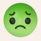 3d Nauseated face emoji with green face. sickly face green with concerned eyes and puffed holding back vomit. icon