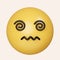 3d Nauseated face emoji with yellow face. sickly face green with concerned eyes and puffed holding back vomit. icon