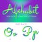 3D neon led alphabet font. Logo O letter, P letter with rounded shapes. Matte three-dimensional letters from the tube, rope green