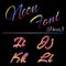 3D Neon Led Font. Liquid Matte Rounded Type. Tube Hand-Drawn Lettering. Multicolor Ultraviolet Colors. 3D render of