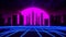 3D Neon Retro Synthwave City VJ Loop Motion Backgound