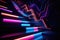 3D Neon Stairway Ascends Amidst Vibrant Lights Against Dark Backdrop