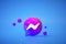 3D New Facebook messenger logo application on blue background, social media communication