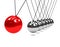 3d Newtons cradle with swinging red ball