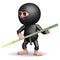 3d Ninja has bamboo pole