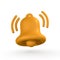 3d notification bell. Cute realistic yellow ringing bell. Vector illustration