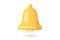3d notification bell icon. 3d render yellow ringing bell