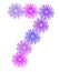 3d number seven of purple flowers, design element