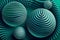 3d ocean green color spheres cluster. Abstract background. Banner or sign design. Generative ai