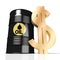 3D oil barrel, dollar sign