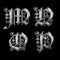 3D old Gothic metal capital letter alphabet - letters M-P